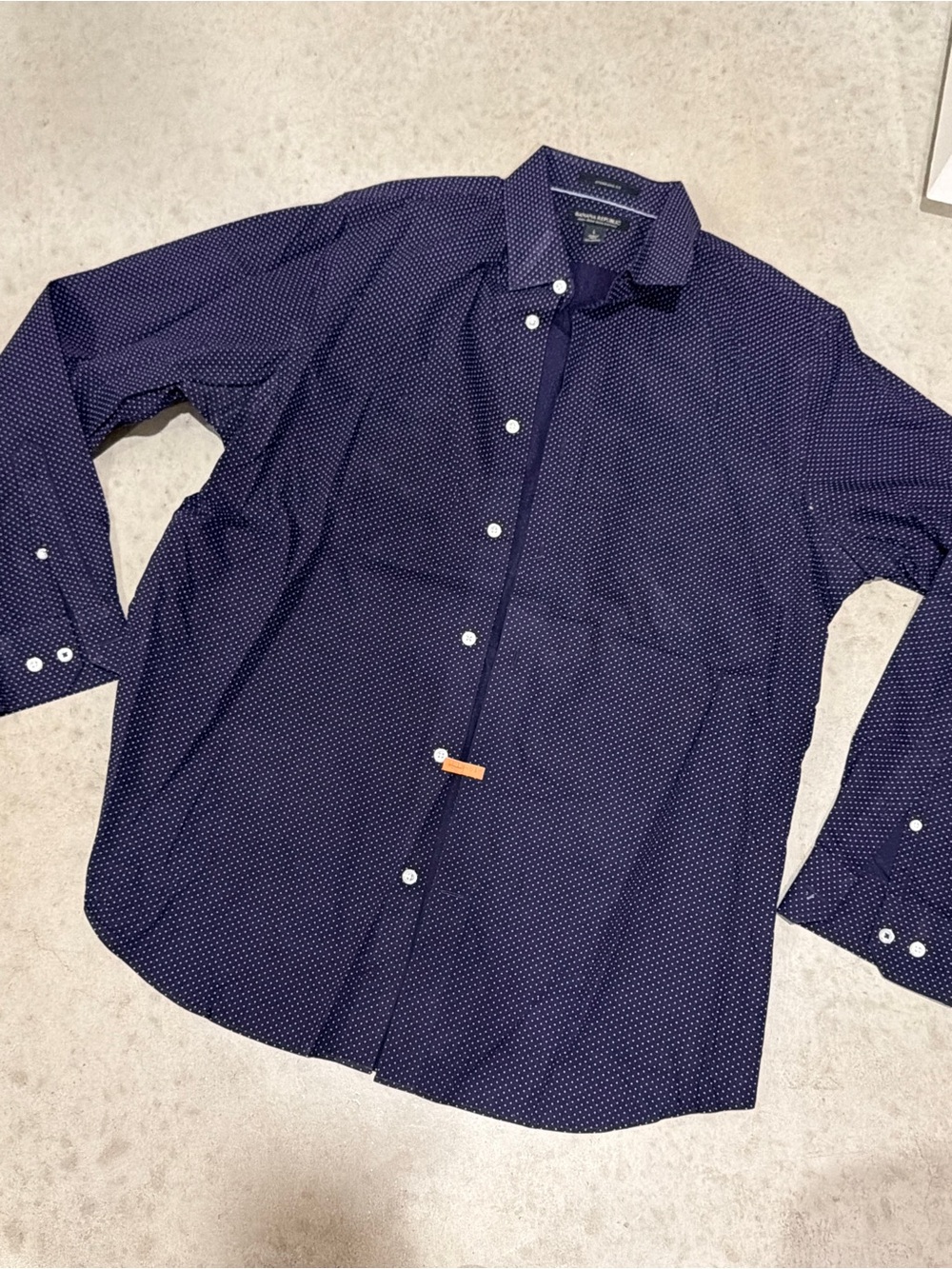 Men's Navy Micro-Print Dress Shirt